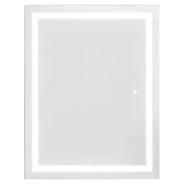 36 in. W x 28 in. H Large Rectangular Frameless Anti-Fog Wall Mounted Bathroom Vanity Mirror in Silver