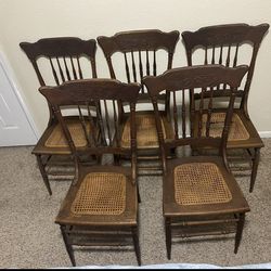 Vintage Antique Kemper And Hartwig Dining Chairs Set - Cane Seat