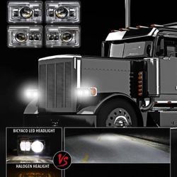 BICYACO 4 PCS DOT 120W 4x6 Inch LED Headlights Rectangular Replacement H4651 H4652 H4656 H4666 H6545