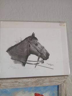 Horse Portrait Pencil Drawing Signed Artwork