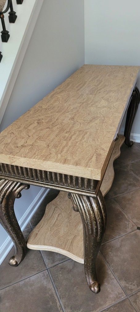 Faux Marble Top Console Table