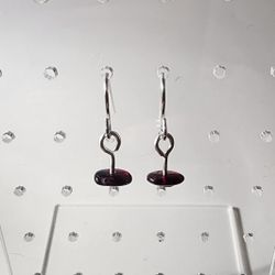 Garnet And Silver Dangle Earrings