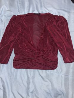 Maroon “PaperMoon” Long Sleeve Top