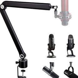 SUNMON Mic Stand Boom Arm - Microphone Arm Compatible with HyperX QuadCast, 360° Rotation Microphone Stand, Weighted Metal Mic Boom Arm for HyperX Qua