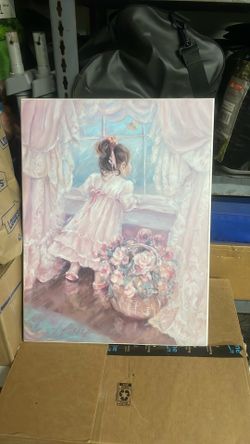 vintage art print titled "Eagerly Waiting"