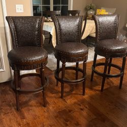 Maven lane 26 inch Pullman Swivel Counter Height Kitchen Stools Dark Walnut Faux Leather