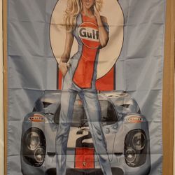Gulf /Porsche Racing Pin Up Girl Banner XMAS SALE!!