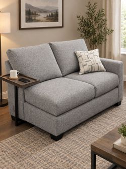Grey Fabric 1 armed 57” Loveseat