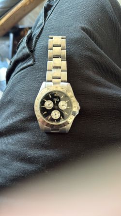 ESQ black face triple date, stainless steel watch
