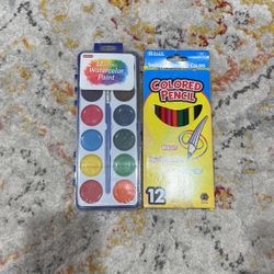 Water Paint And Color Pencils 