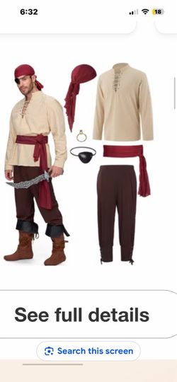 Adult pirate costume large