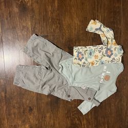 2 Long sleeve & Grey Corduroy Overalls