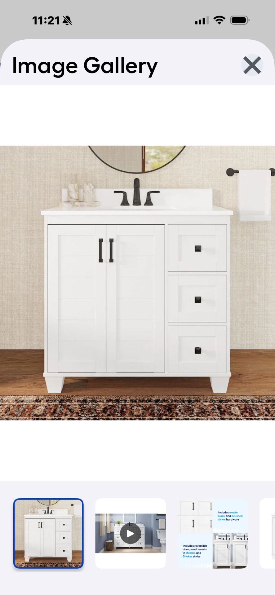 Allen & Roth Rigsby 36-in white Undermount Single Sink Bathroom Vanity with white Engineered Marble Top (Fully Assembled)