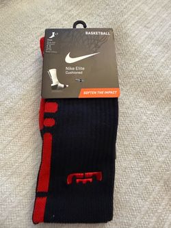 Nike LeBron James Elite Cushioned Basketball Crew Socks - Black / Red - Size Youth 3Y-5Y / Women's 4-6 - Brand New With Tags (NWT)
