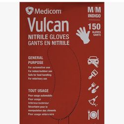 Medicom Vulcan Nitrile Gloves Latex-Free General Purpose Indigo Color 150ct, MD=334