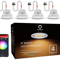 Lumary Smart LED Downlight 4 Pack, Work with Alexa/Google Assistant