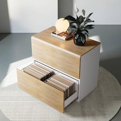 2 Drawer Lateral File Cabinet, 31W*28H Wood Filing Cabinet with Anti-tilt Mechanism, Home Office Storage Filing for Letter, A4 & Legal Size, Light Wal