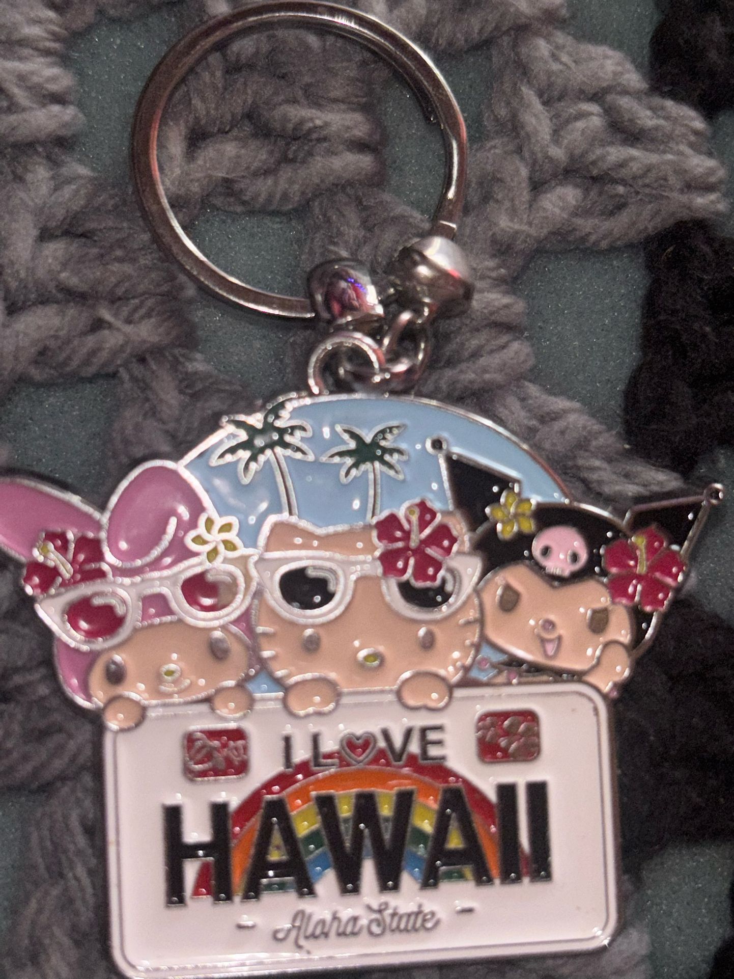 Hello Kitty “I Love Hawaii Aloha State” Metal Keychain