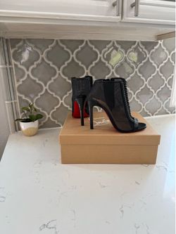 Christian Louboutin - Mesh Peep Toe Bootie - Black - US Size 6.5