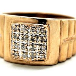 Mens Diamond/10K Gold Rolex-Style Ring