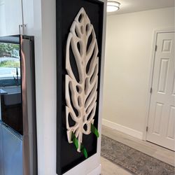 One-of-One Hand-Carved Monstera Surfboard – 6ft Coastal Statement Art
