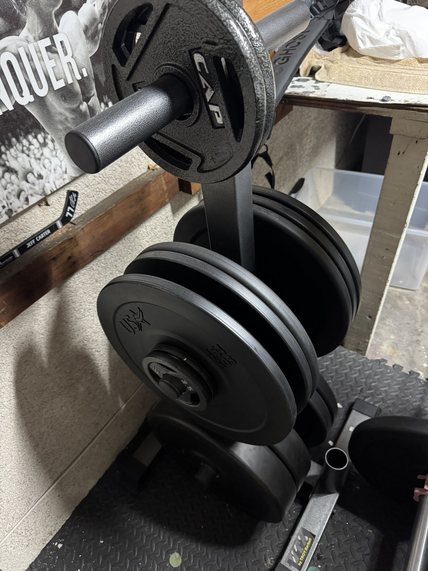 Barbell, Weights & Weight Tree Rack