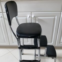 STEP STOOL - COSCO BLACK STYLAIRE RETRO CHAIR + STEP STOOL WITH PULL-OUT STEPS – MODEL: 11-120 CBB1 BLACK