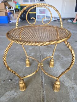 Gold Gilt Metal Rope Tassel Vanity Stool
