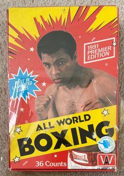 ALL WORLD BOXING 1991 PREMIER EDITION 36 COUNTS FIRST IN LAMINATED CARDS.SEALED(PLASTIC IS TEARING)