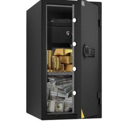 TIGERKING Fireproof Safe Box, 3.47 Cubic Feet Home Safe Box with Drawer, Large Steel Digital Safes for Home and Office