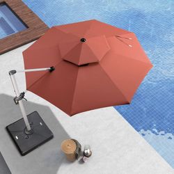 Patio Umbrella 10 Feet Outdoor Round Umbrella Large Cantilever Umbrella Windproof Offset Umbrella Heavy Duty Sun Umbrella for Garden Deck Pool Patio, 