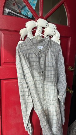 Men's Gray Plaid Button-Down Shirt 44XLT