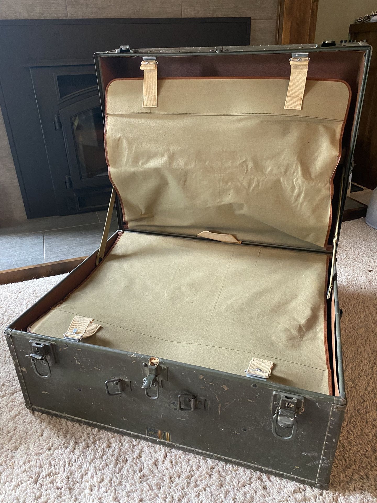 Vintage Oshkosh Steamer Travel Trunk - Green