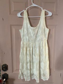 Cream Floral Lace Sleeveless Mini Dress
