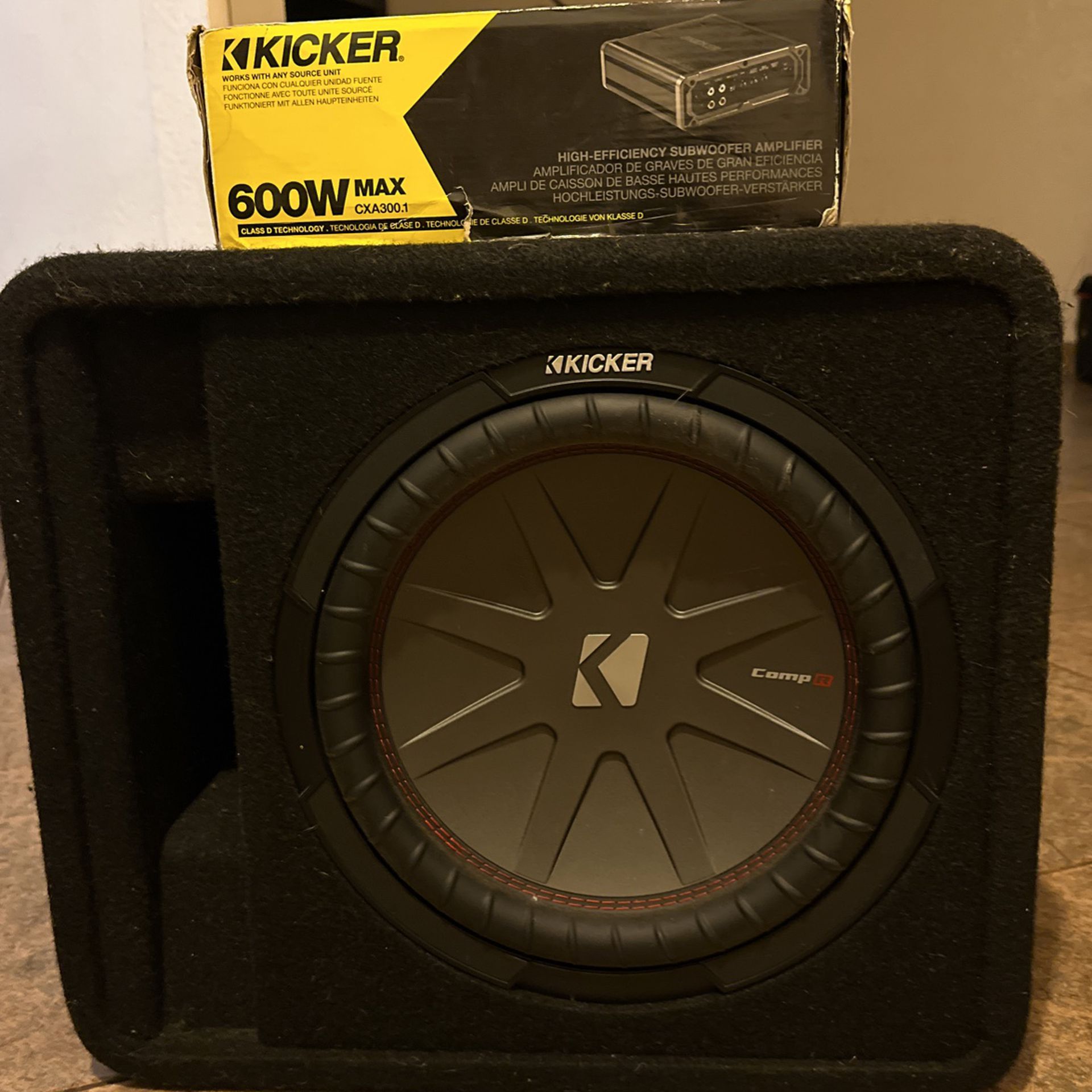 KICKER 600W MAX With A 10” KICKER Comp Speaker & sub Box 