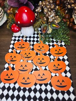 Halloween Wood Jackolantern Ornament Set 12