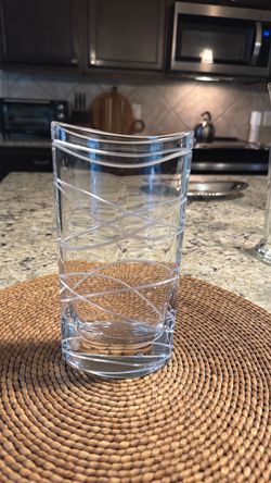 Clear Glass Tumbler with Etched Pattern