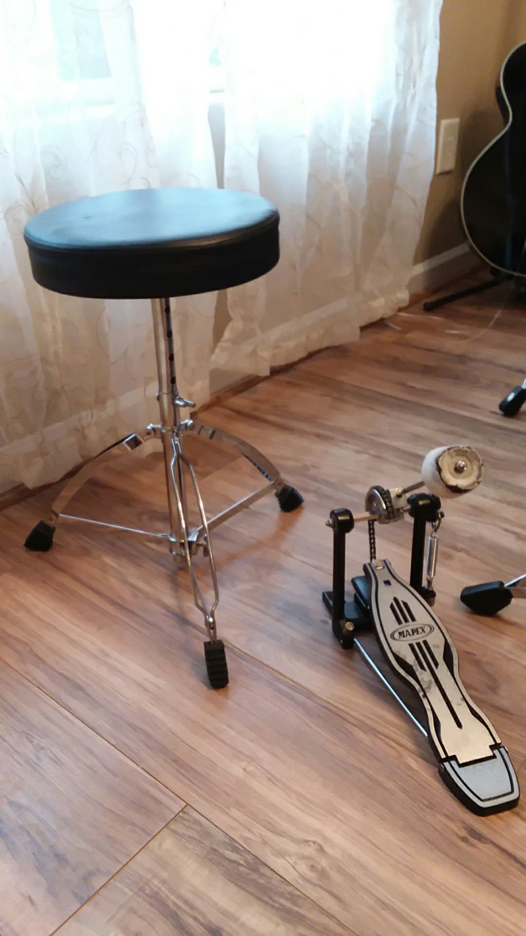Mapex bass drum pedal, and Drum Throne