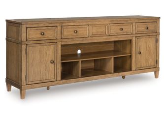 Sharlance Light Brown XL TV Stand w/Fireplace Option