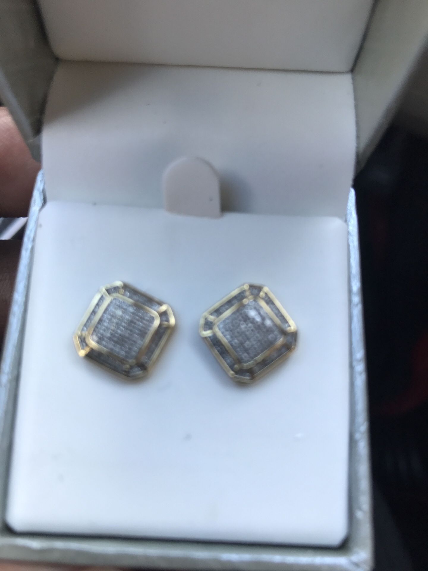 Gold and diamond screw back earrings