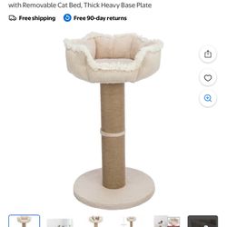 TRIXIE Boho 32" Cat Tree with Jute Scratching Post, Plush Platform with Removable Cat Bed, Thick Heavy Base Plate