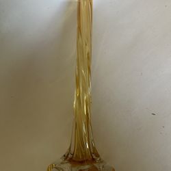 Swung Twisted Vase Glass Fluted Amber Honey.