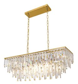 Gold Crystal Rectangle Chandelier Pendant Light