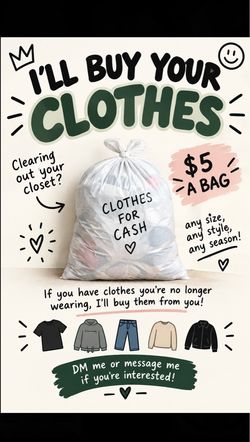 Men’s and women’s clothing $5 a bag