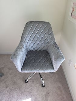 Crushed Velvet Swivel Office/ Vanity Chair - Gray