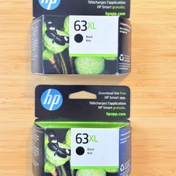 NEW HP 63XL OEM SEALED 2-Pack Bundle Black Ink Genuine Cartridges Expire 2027.