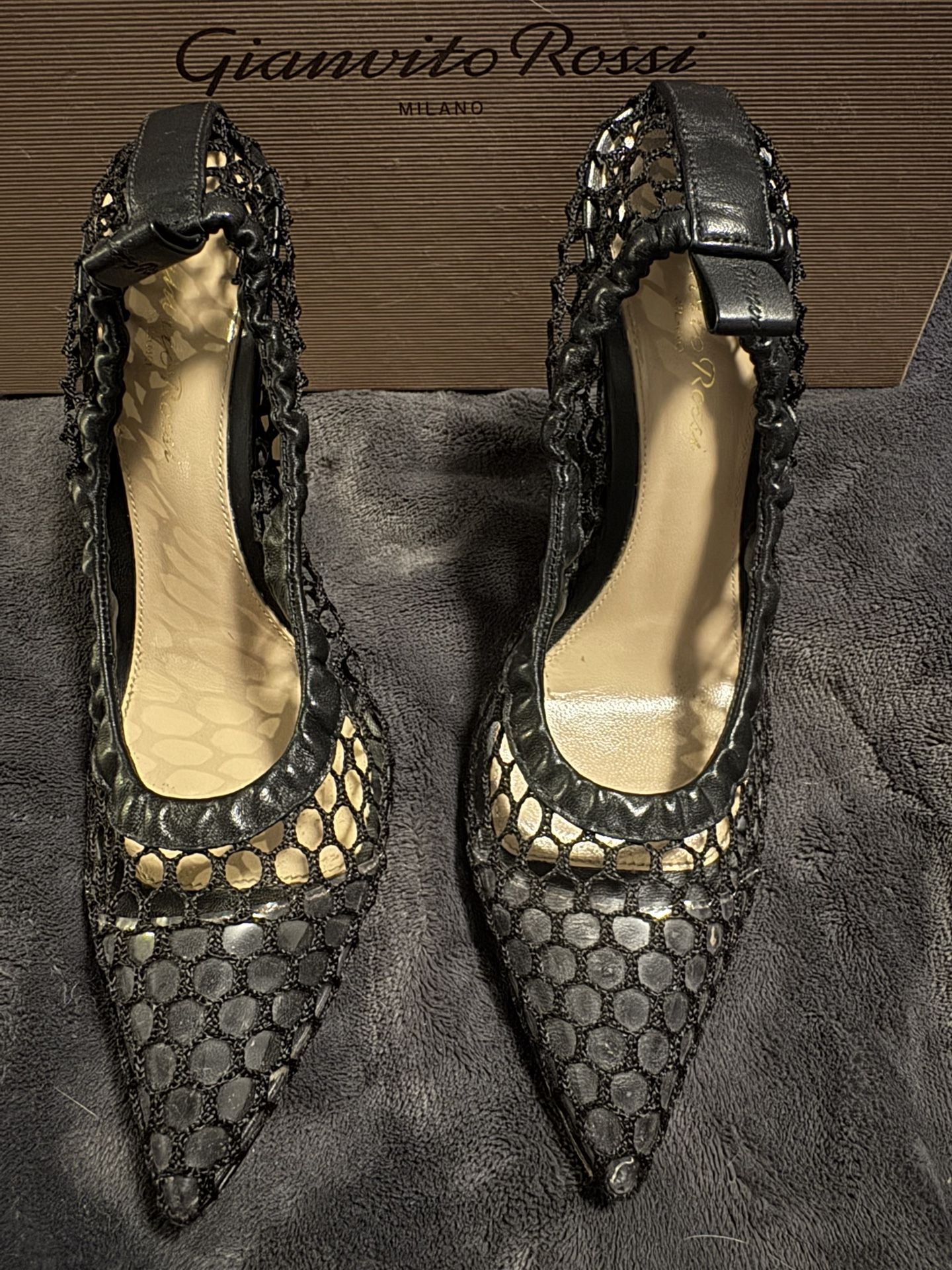 Pumps Black Fishnet Leather Gianvito Rossi 7