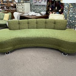  Mid Century Modern Green Modular Curved Sofa