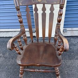 Antique Wooden Rocking Chair Hand painted Flowers