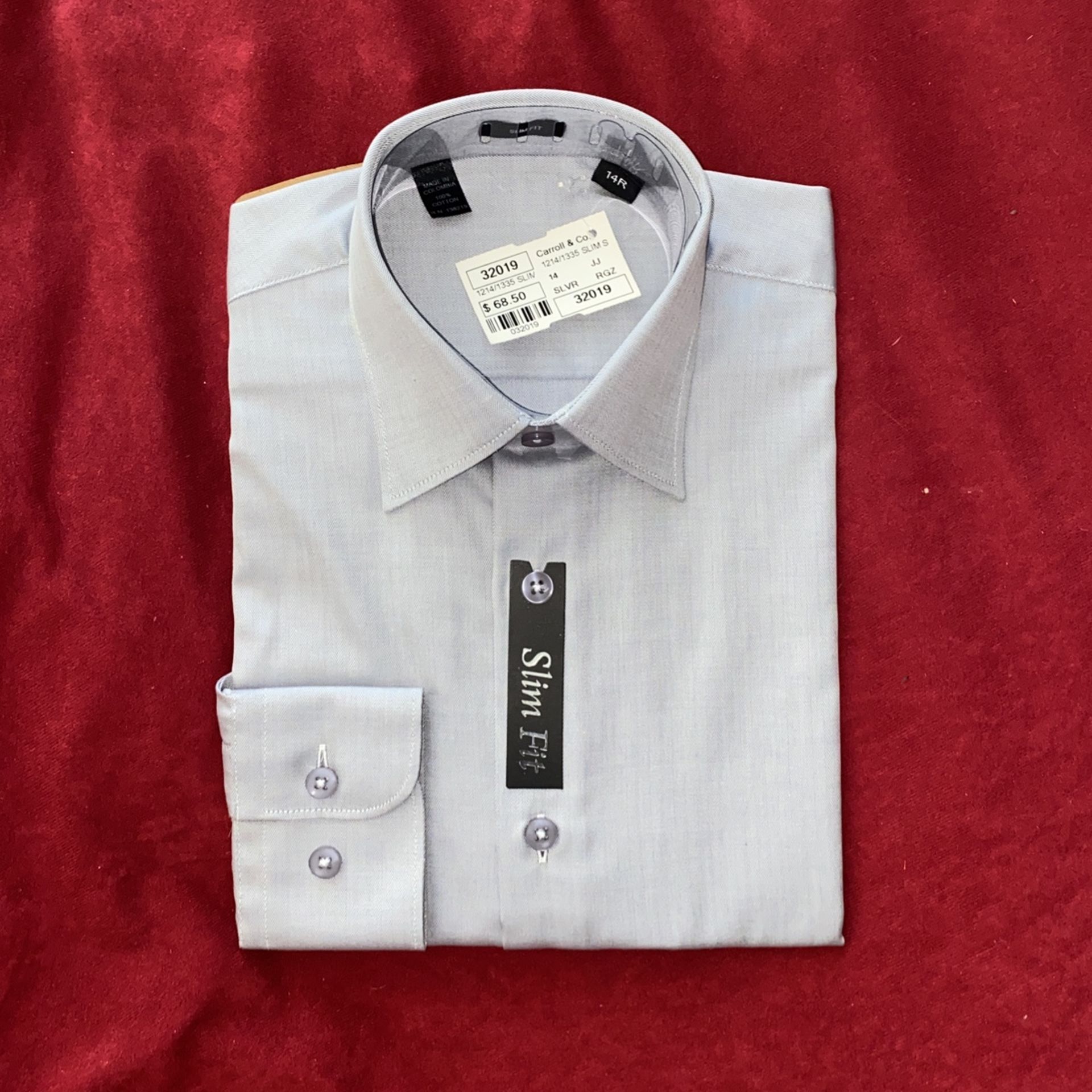 Youth 14R slim fit button up Gray dress up shirt nice upscale high end